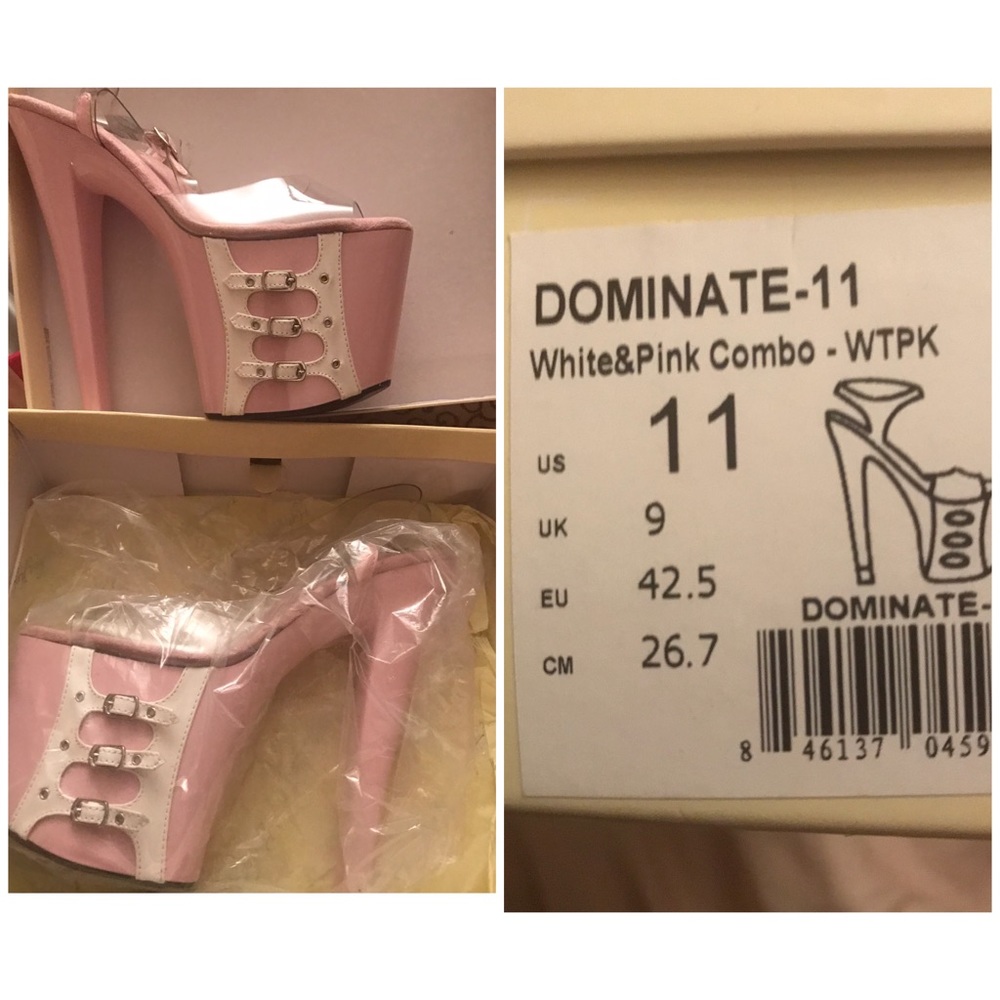 Pink corset platform heels